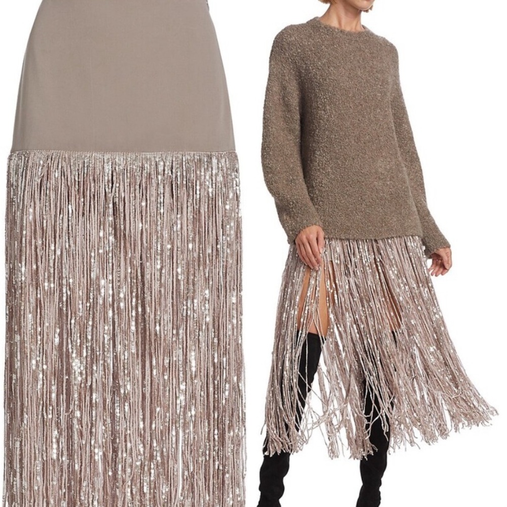 Tanya Taylor Florence Sequin Skirt in Sparrow Sz14